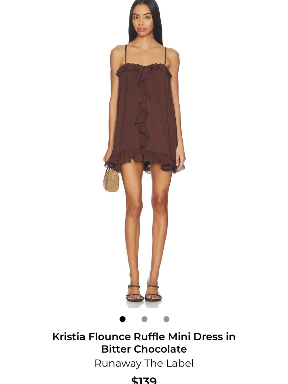 Runaway The Label Flounce Ruffle Mini Dress - Chocolate Brown